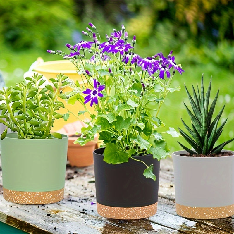 4pcs, 12.7 Cm Flower Pots, Indoor Plant Pots With Drainage Holes And Removable Base, Saucer Style Modern Decoration For Outdoor Garden Planters