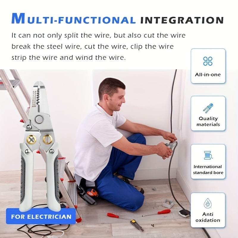 1pc Wire Stripping Pliers Multifunctional Electrician Pliers Split Wire Winding Stripping Pliers Crimping Pliers Stripping Pliers Hardware Tools Electrician Universal Tools Pliers
