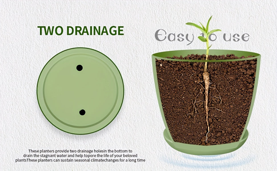 6 Packs, 19.05/16.76/14.73/12.7/10.92/8.89 Cm Flower Pots, Thick Sturdy Plastic Planters, Indoor/Outdoor 6 Sizes Plant Pots With Drainage Holes And Saucers (6 Sizes)