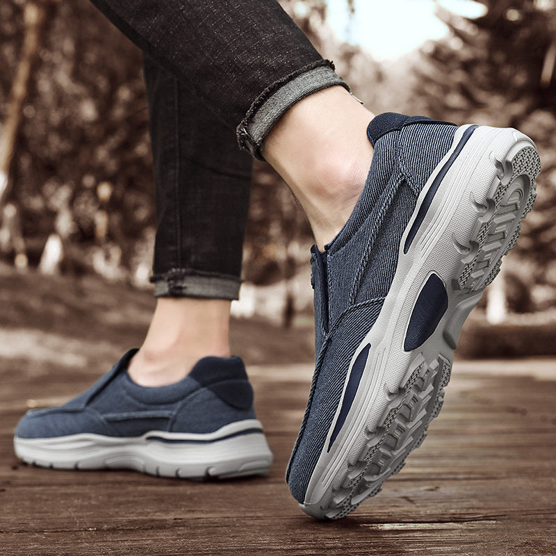 Men's Canvas Breathable Slip On Loafer Shoes Comfortable Walking Sneakers