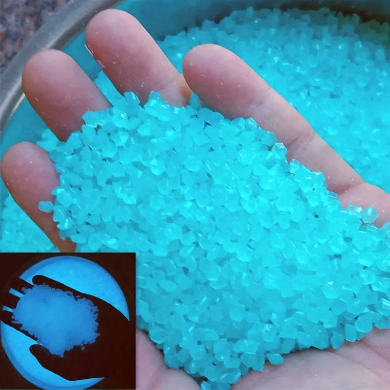 1000pcs/bag Garden Gardening Aquarium Viewing Fluorescent Small Gravel Broken Vase Hourglass Luminous Sand Fluorescent Particles, 25g