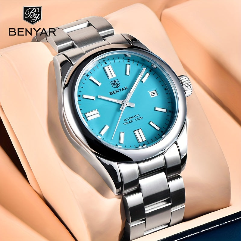 1pc Waterproof Stainless Steel BENYAR Men's Mechanical Sports Diving Wristwatches for Men
