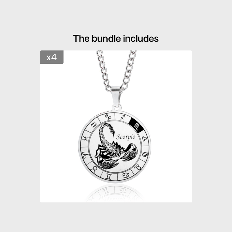 Stainless Steel Star Zodiac Necklace 12 Constellation Coin Pendant Necklace For Men Jewelry Gift For Birthday Anniversary