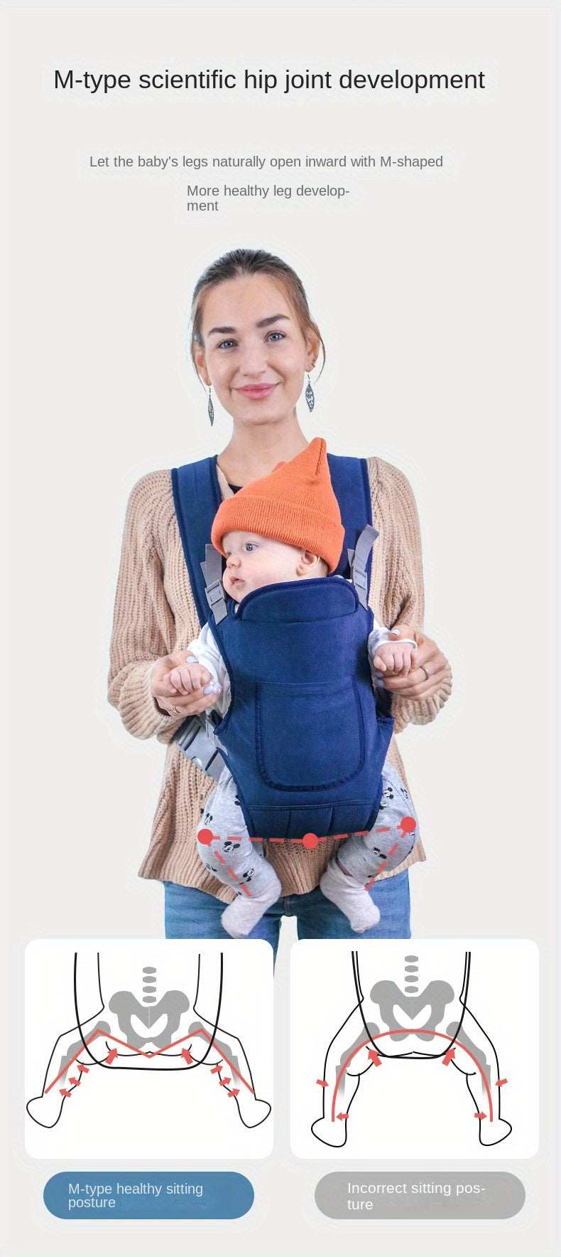 Ergonomic Baby Carrier: Multi-Functional Front & Back Carry for Newborns - Perfect for Comfort & Convenience, Christmas Halloween Thanksgiving Day Gift