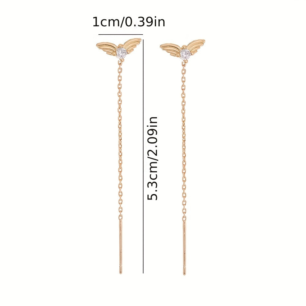Elegant Drop Earrings Inlaid Shiny Zircon Pendant Minimalist Earrings For Women