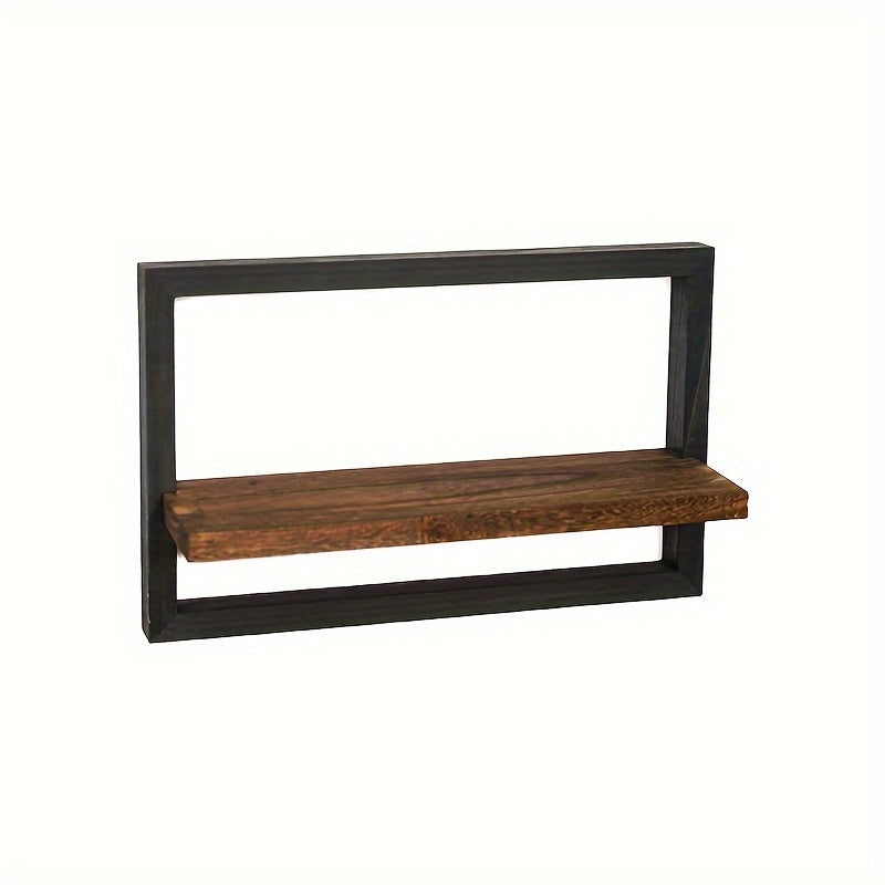 Black and Brown Wall Shelf, Wooden Square Wall Shelf, Photo Frame Display Rack, Candle Display Rack, Flower Display Rack, Photo Album Display Box, Potted Plant Display Rack, Used for Home Room, Living Room, Office Decoration