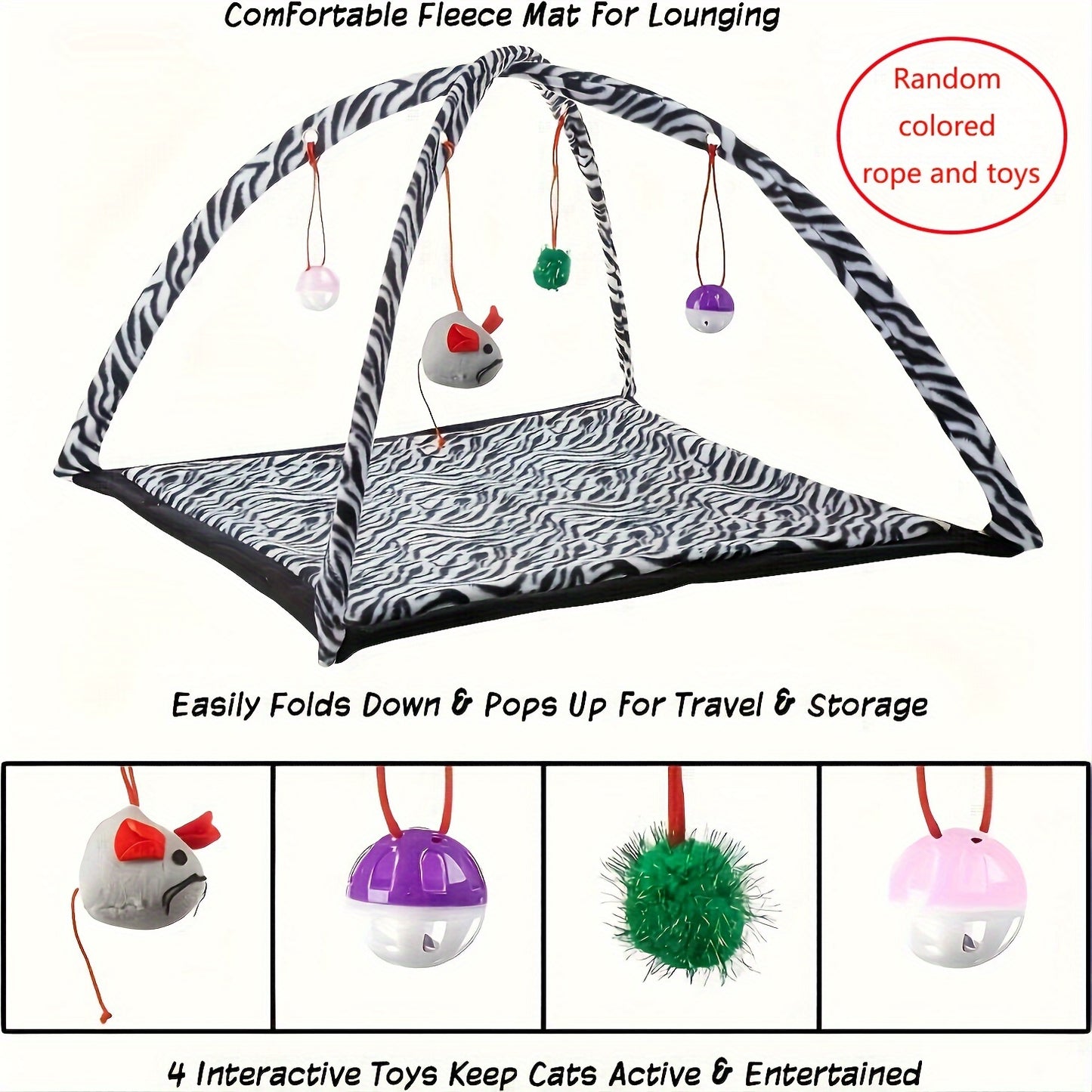 Interactive Cat Toy Rocking Activity Mat Swing Playing Station With Sisal Scratching Area, Hanging Toy, Rolling Ball For Cats And Kittens