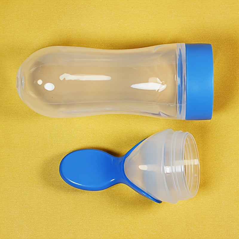 [Silicone Baby Feeder] Silicone Baby Food Feeder, Multifunctional Feeding Bottle with Spoon | Food Dispensing, Food Supplement, and Medicine Processor
