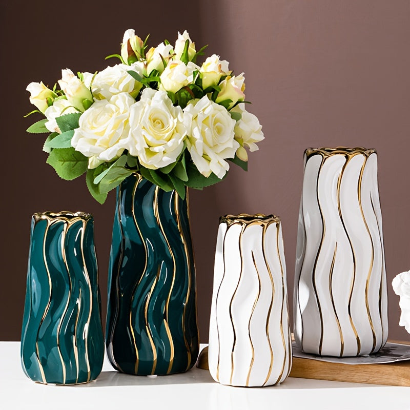 1pc Modern And Simple Ceramic Vase For Flower Arrangement, Suitable For Dining Table, Entrance, TV Cabinet, And Living Room Decoration