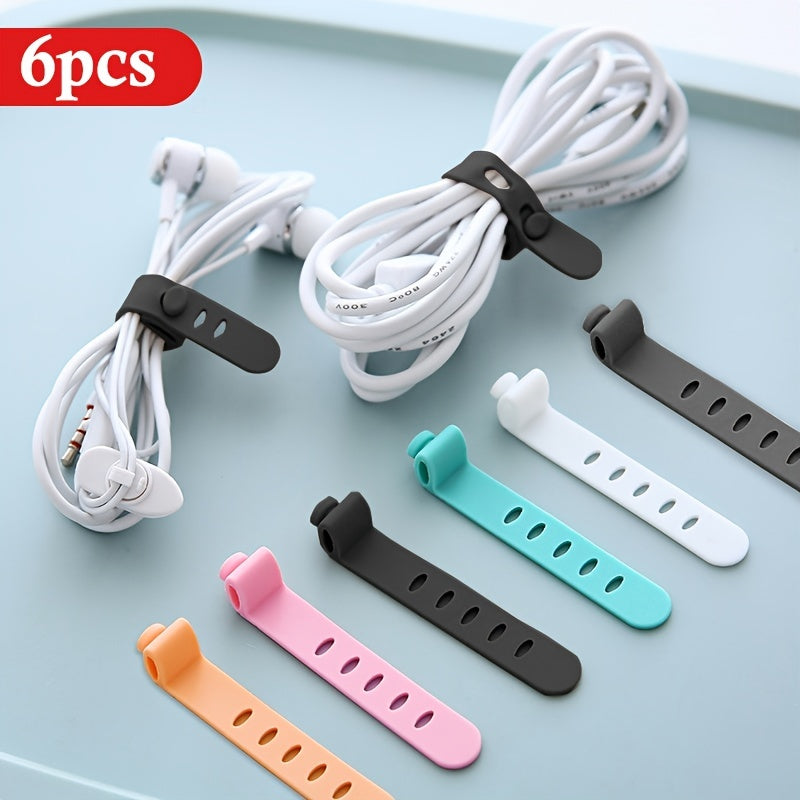 6-Pack Silicone Strap Organizer: Keep Your Earphones, Chargers & Data Cables Neatly Stored & Easily Accessible!
