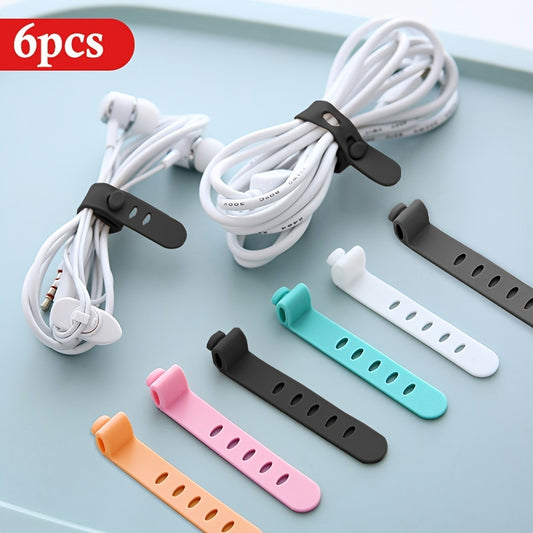 6-Pack Silicone Strap Organizer: Keep Your Earphones, Chargers & Data Cables Neatly Stored & Easily Accessible!
