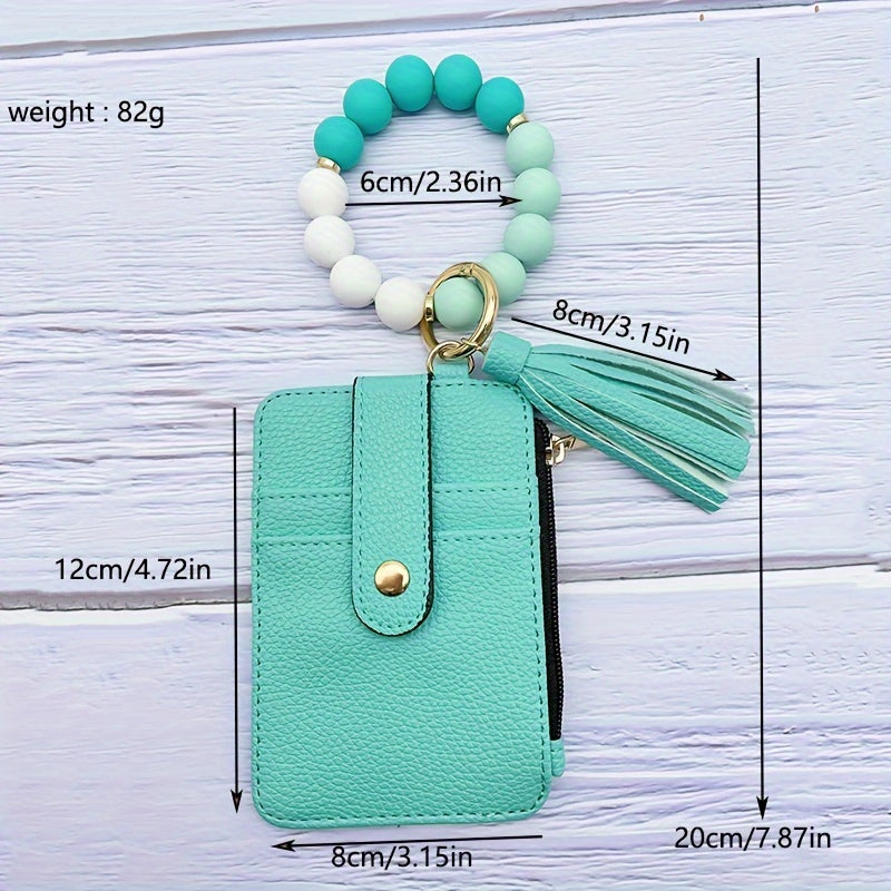 1pc Stylish Leopard Sun Flower Cow Pattern Silicone Bangle - Western Cowboy Bag Bead Keychain, Ladies Wallet Card Holder, Fashionable Key Ring with Unique Design and Colorful Pattern