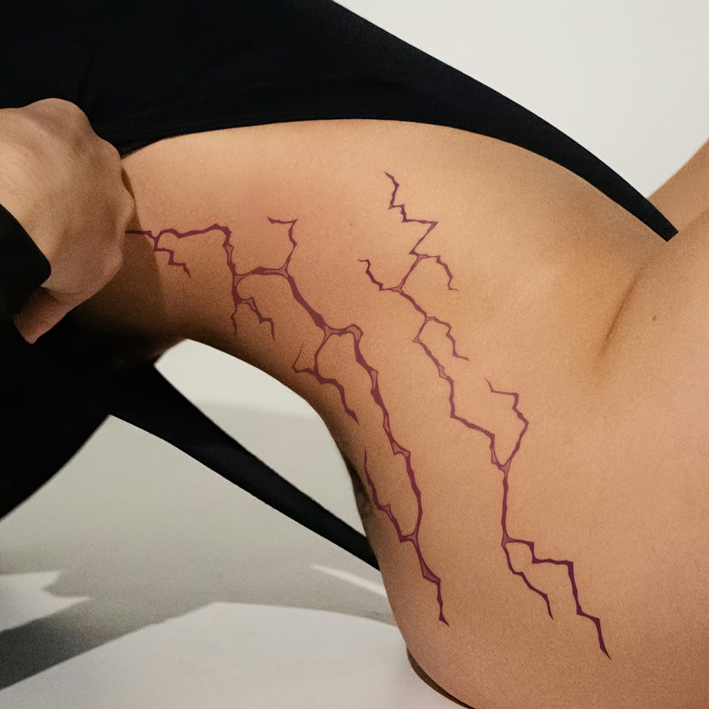 Purple Fake Vein Bloodline Pattern Tattoo Sticker for Daily Party and Festival Decoration, Large Flower Arm Chest Back Body Temporary Waterproof Tattoo Decal - 1 Pack