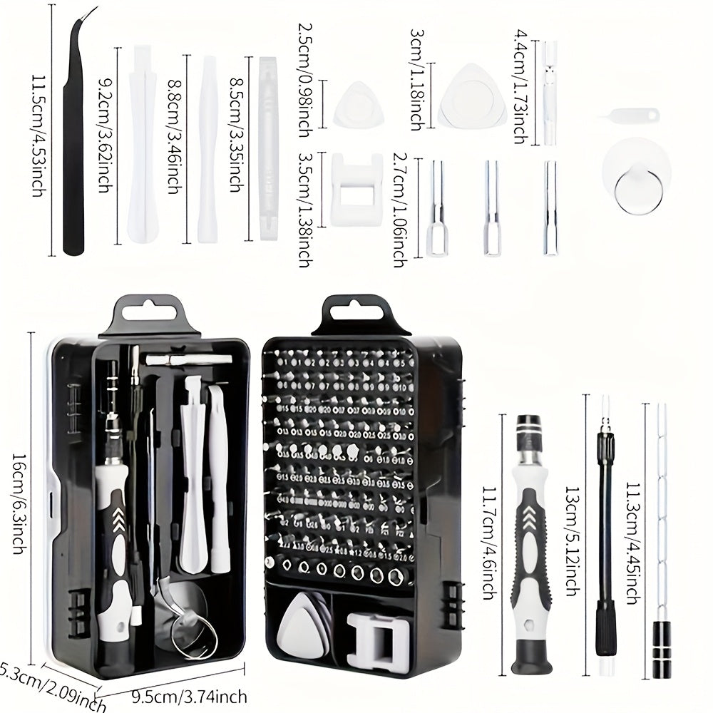 VVIA 115pcs Cell phone kit Precision Screwdriver Repair Tool Kit, Multi-function Electronic Screwdriver Set, Watch Mobile Phone Disassembly Repair Screwdriver Tools(Black)