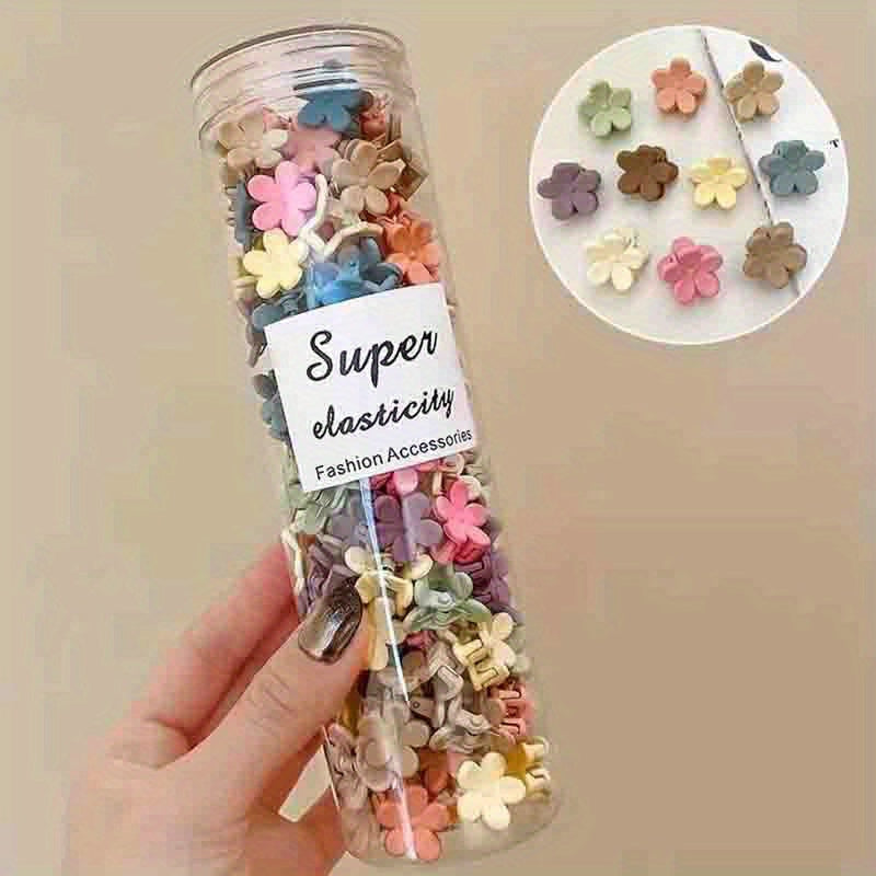 50 Sets Of Mini Hair Clips, Cute Plastic Flower-Shaped Hair Accessories, Pure Color Braids, Suitable for Teenagers, Cute Girls, Accessories