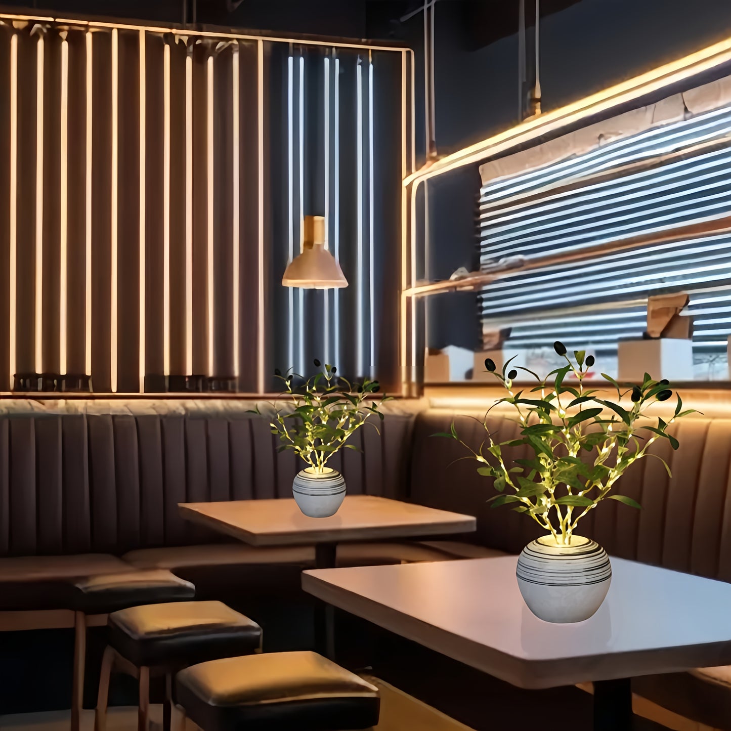 Artificial Olive Branch with LED Lights - No Vase Included