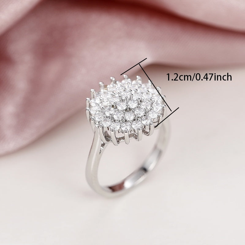 Stylish Lotus Seed Shape zirconia Flower Ring Romantic Wedding Fine Jewelry Anniversary Gift