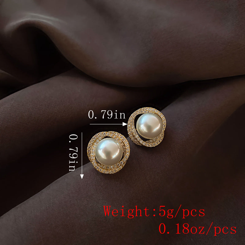 Golden Plated Spiral Artifical Stud Earrings Vintage Cubic Rhinestones Earrings for Women Jewelry - Perfect for Parties & Casual Attire