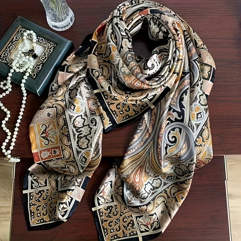 Classic Paisley and Cashew Flower Scarf | Women'S High-End Shawl, Thin, Fashionable and Noble, Elegant Style, Breathable and Decorative, Hand Wash or Professional Dry Clean.