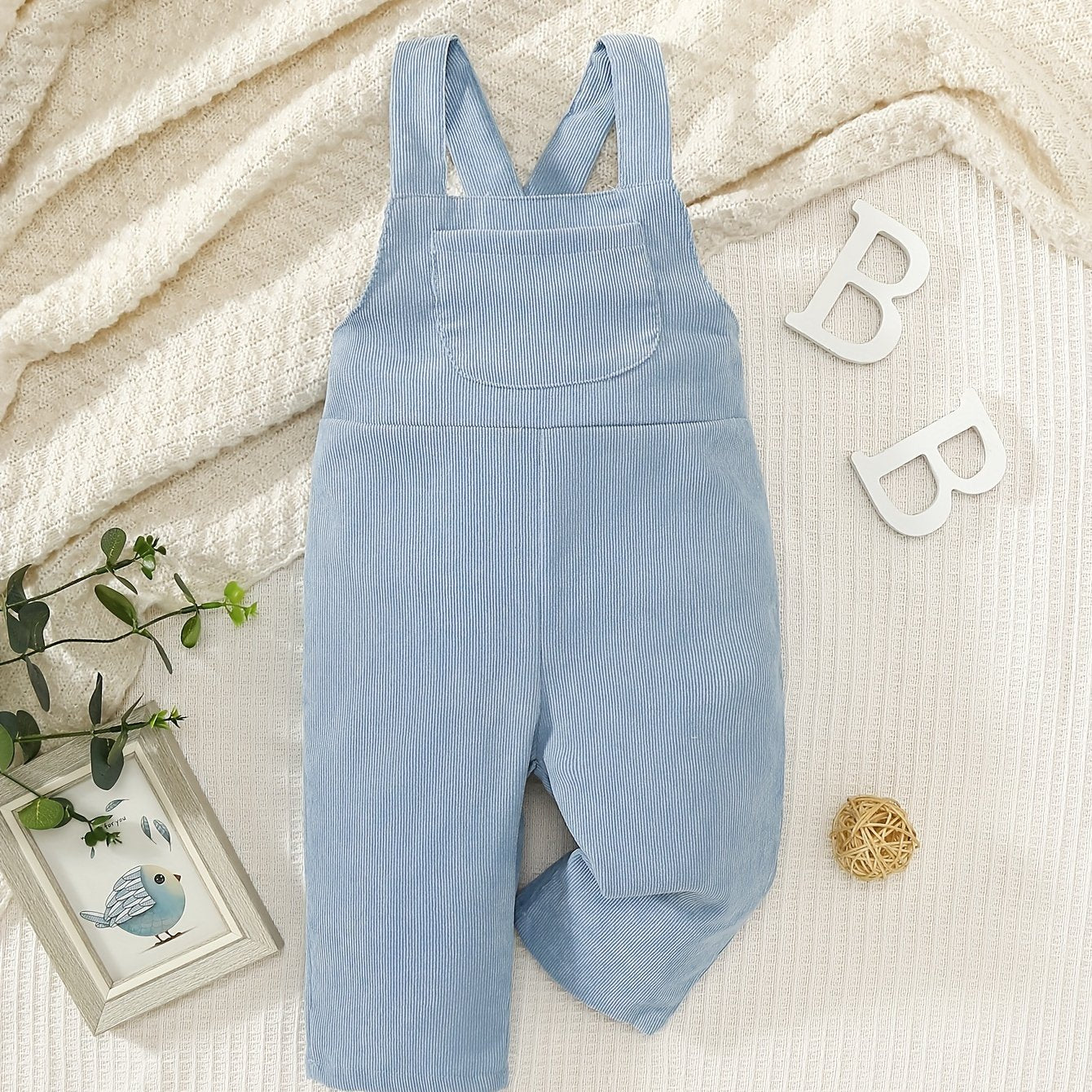Casual Corduroy Knotted Toddler Baby Overalls, Jumpsuit With Pocket, Retro Strap Pants For Boys Girls