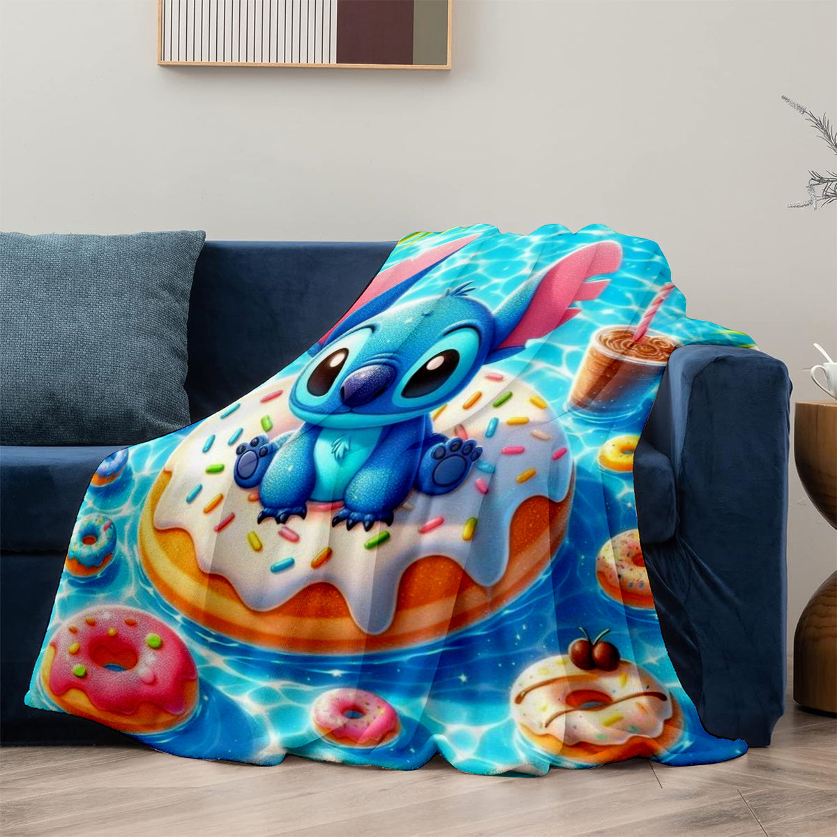 1pc Stitch Cartoon Plush Blanket - Soft Flannel, Warm & Cozy, Ideal Gift for Birthdays, Holidays, and Anniversaries, Perfect for Home Decor, Vacation Homes, Entertainment, Car, Bedroom, Sofa, Stuffed Animal & Plush Toy Set, S