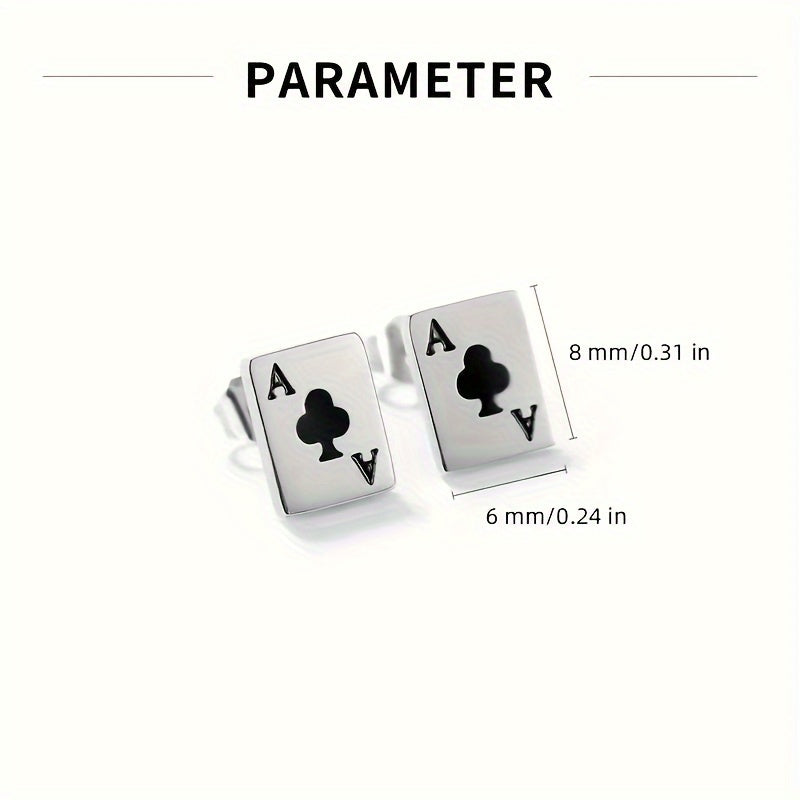 A Pair of Women'S Unique Designer Fashion Playing Card Titanium Steel Earrings, Versatile Heart And Flower A Accessories.