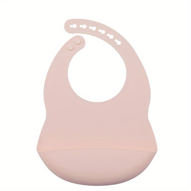 Baby Soft Bib, Simple Plain Color Blank Pattern Adjustable Size Silicone Bib for 1 Year Old +, Christmas, Halloween, Thanksgiving Day Gift Easter Gift