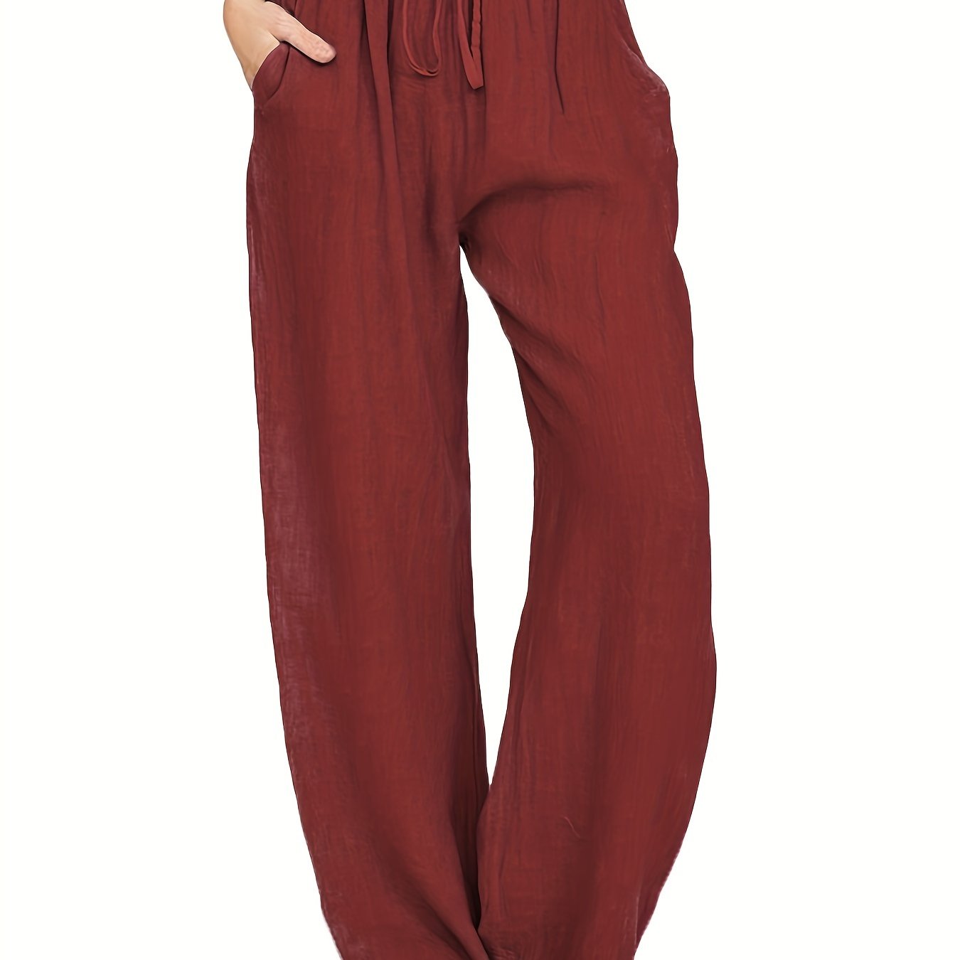 Drawstring Wide Leg Pants, Solid Loose Palazzo Pants, Casual Every Day Pants, Women's Clothing