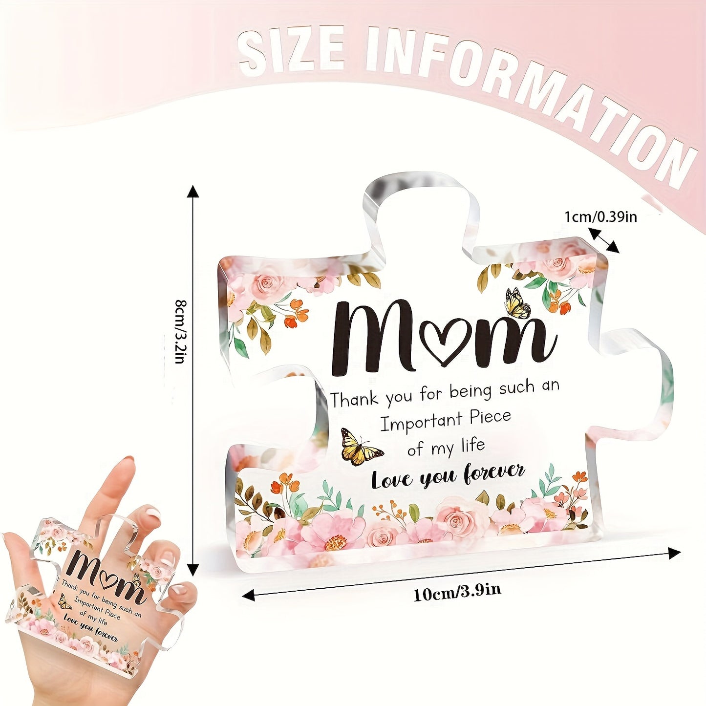 Charming Acrylic Flower Puzzle Plaque - Perfect Gift for Mom from Daughter or Son, Ideal for Birthdays, Christmas & Anniversaries, Elegant Desk Decor