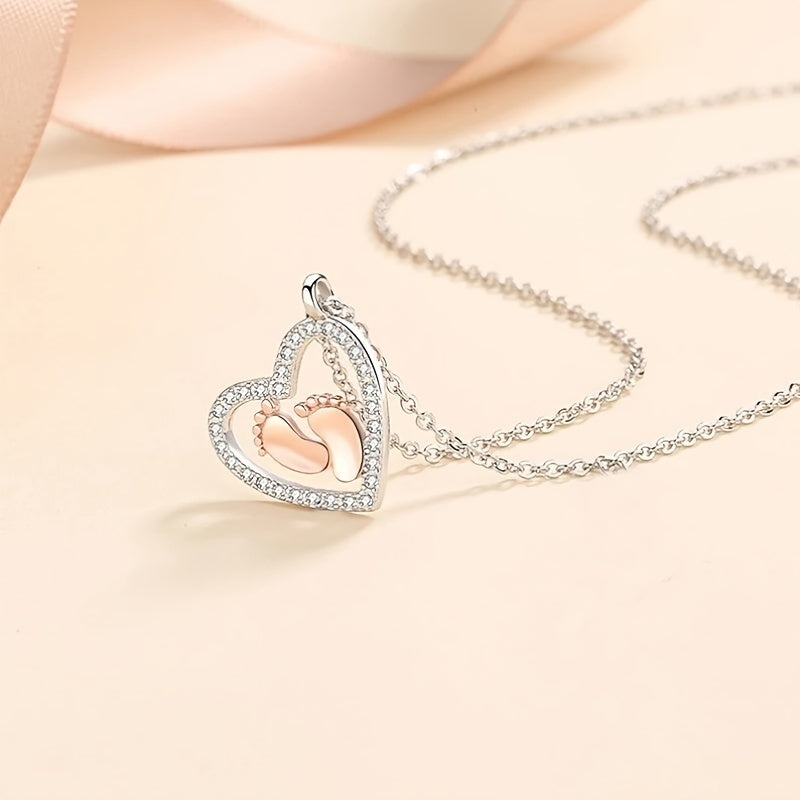 to My Mummy Feet Heart Necklace Pregnancy Gift Mum to Be Feet Shower Gift, Expecting Mum Pregnancy Gift