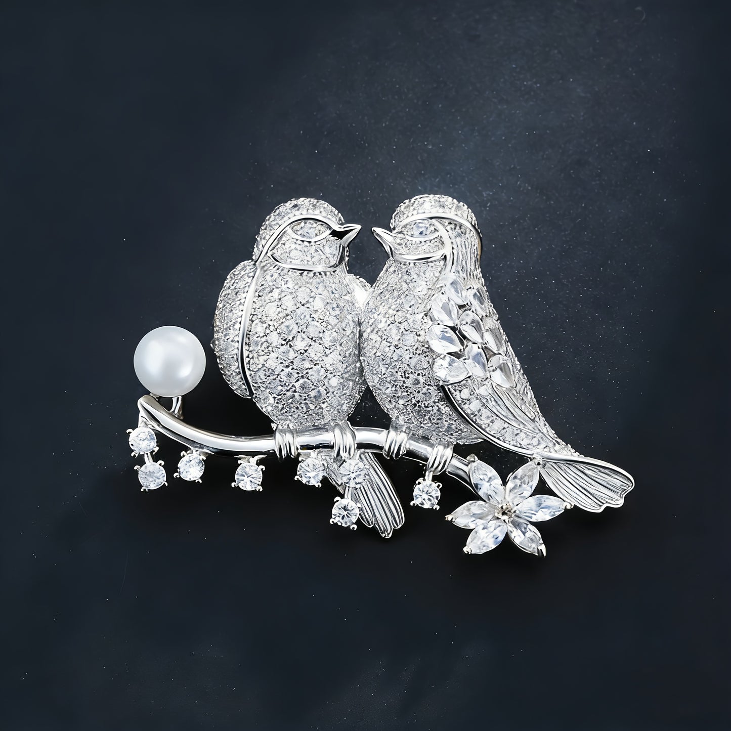 Christmas Lovebird Fashion Zirconia Brooch 2023 New in Trendy