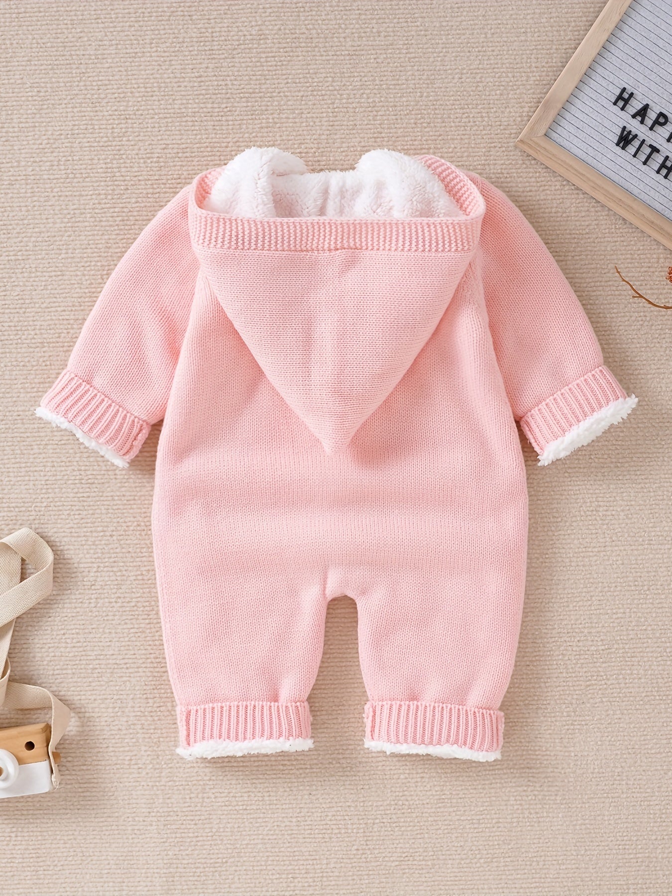 [Knit | Jumpsuit] Long Sleeve Hooded Newborn Boys And Girls Knitted Jumpsuit With Pants