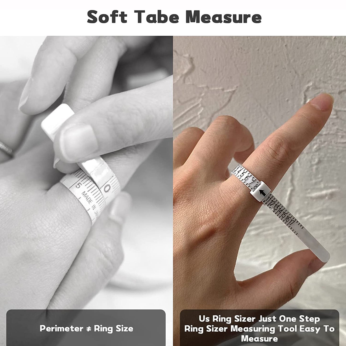 [Ring Size Measuring Tool] Reusable Finger Measuring Tool with Scale | Ring Size Measuring Tape for US Sizes - 1pc