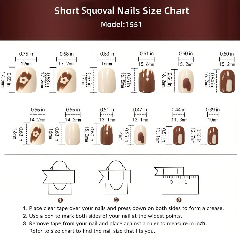 24pcs Glossy Short Square Fake Nails, White Pinkish Gradient Press On Nails With Flower Design, Sweet Cool Full Cover False Nails For Women Girls
