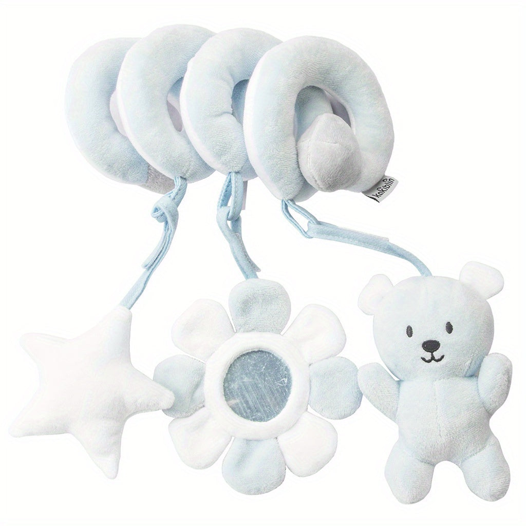 [Plush Toy for Boys and Girls] Infant Activity Hanging Plush Toy | with Music, Spiral Stroller and Crib Toy with Squeaker and Rattles, Educational Play for Newborns, 0-3 Years Old