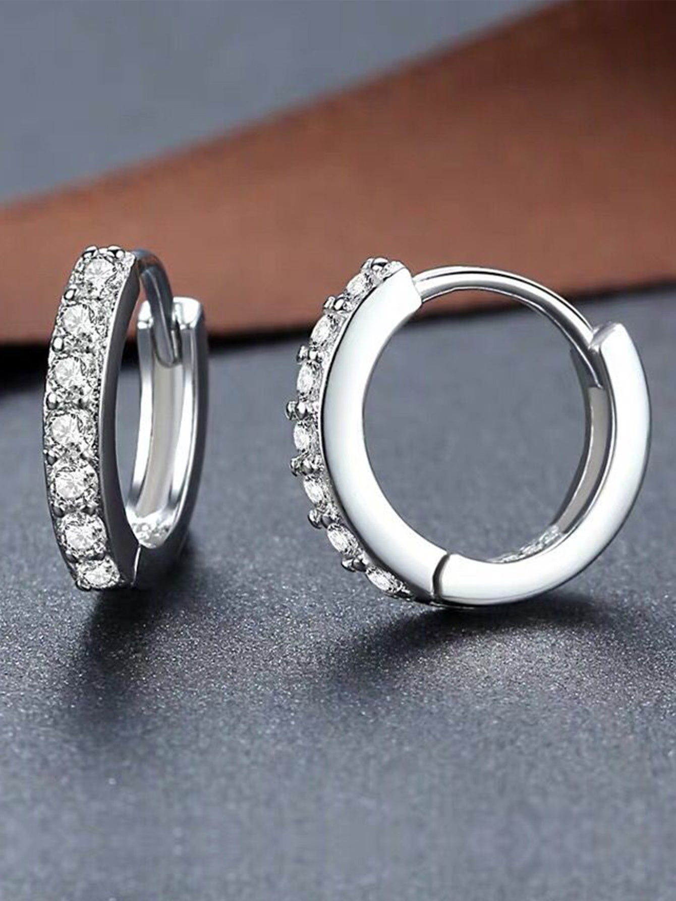 Tiny White Zircon Hoop Earrings One Row Shiny Zircon Hoop Earrings Cartilage Piercing Earrings