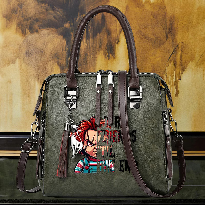 Chucky Print Women's Shoulder Bag, ''Friends Till The End''