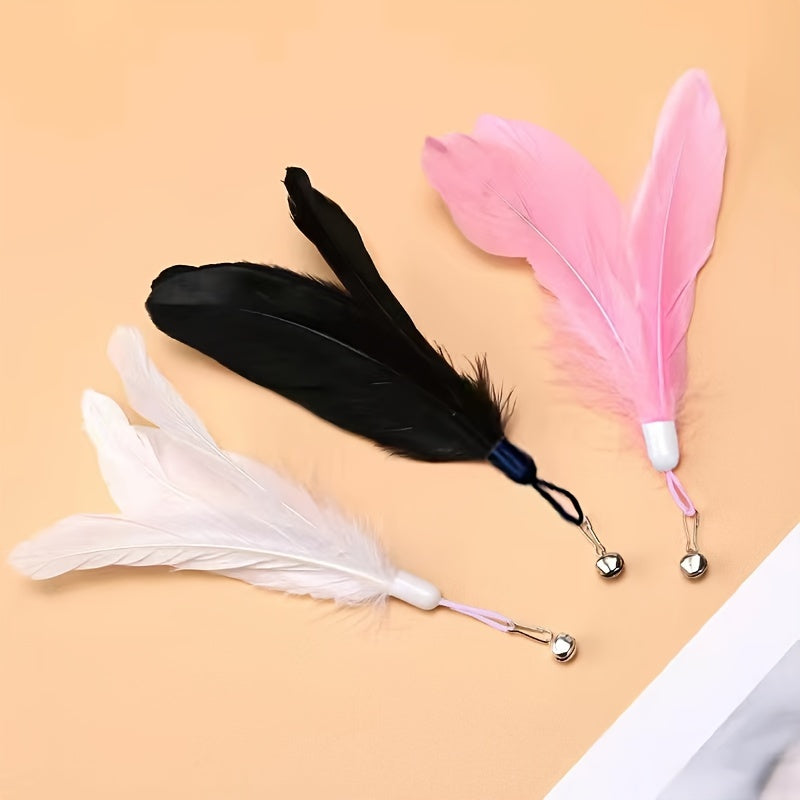 Interactive Feather Teaser Cat Toy 1pc - Bell & Suction Cup, Durable Play Stick for Feline Fun and Exercise