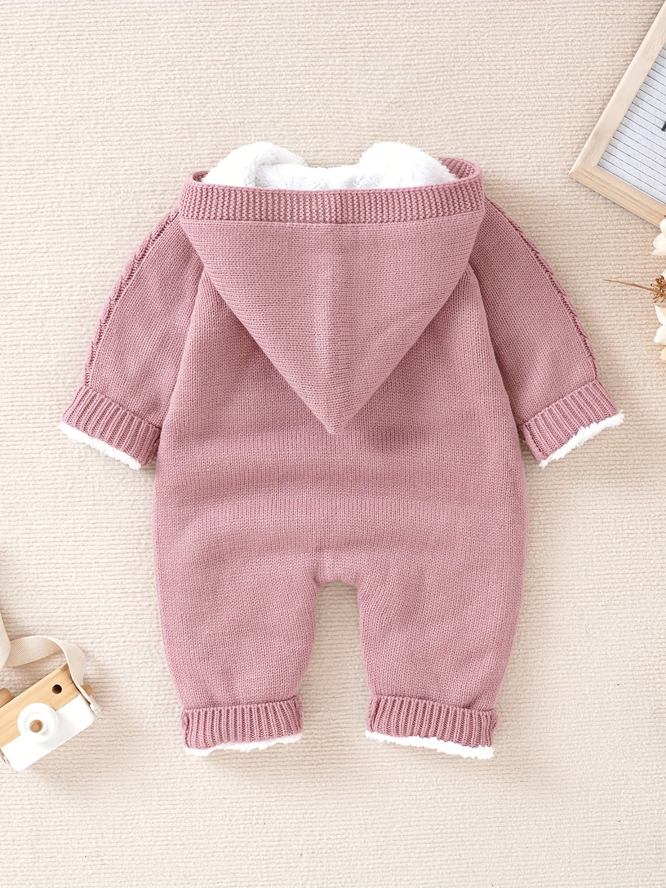 [Knit | Jumpsuit] Long Sleeve Hooded Newborn Boys And Girls Knitted Jumpsuit With Pants