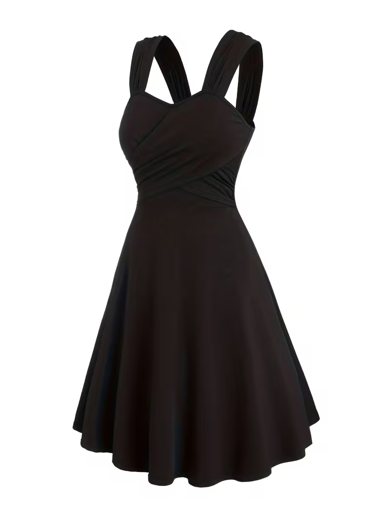 Ruched Cross-Shoulder Strap Dress