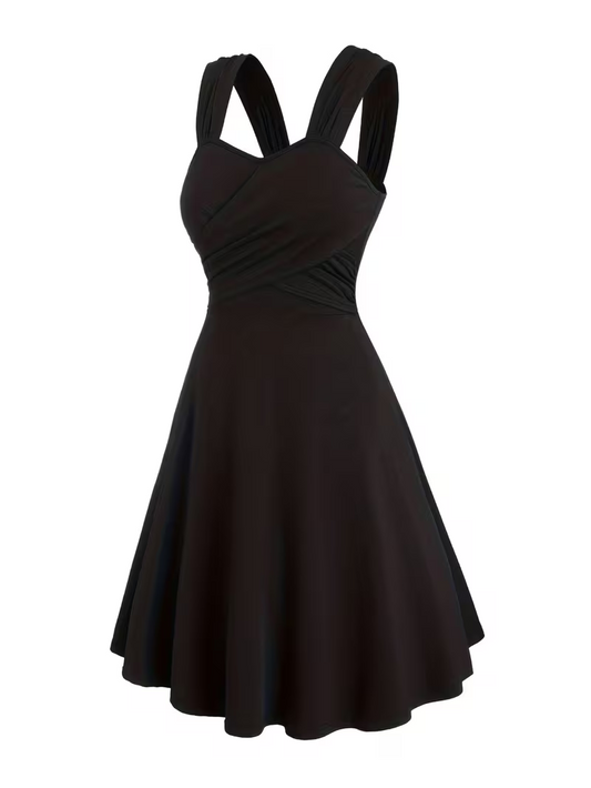Ruched Cross-Shoulder Strap Dress