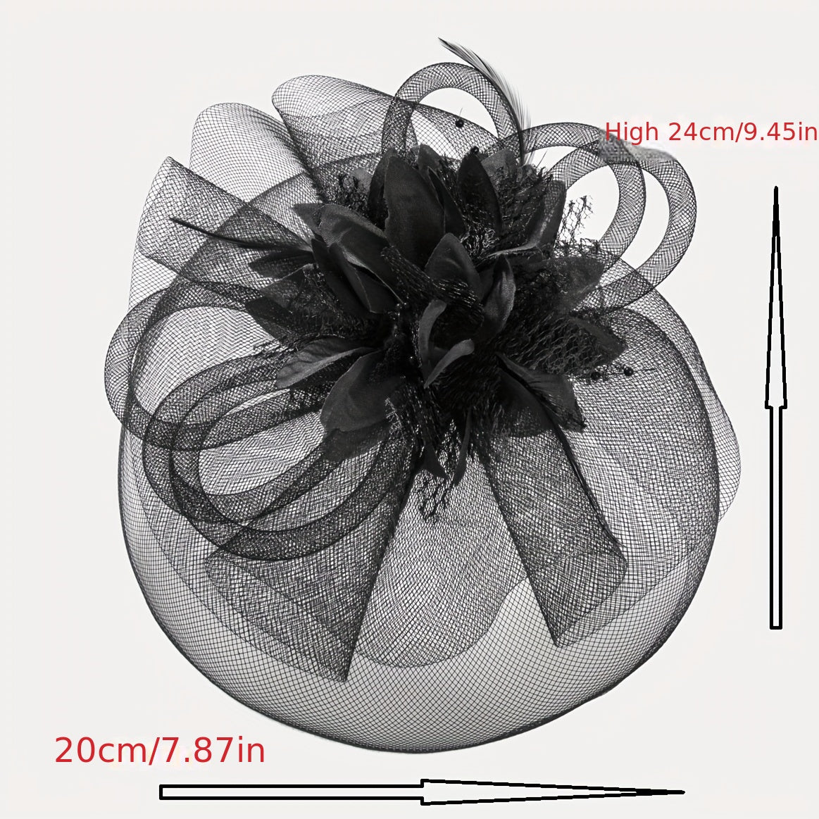 1pc Women Hair Accessories Mesh Flower Faux Feather Mesh Veil For Birthday Jockey Club Wedding Derbyhat Church Hat Accessories