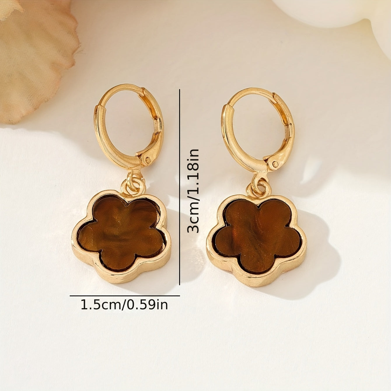 Colorful Lucky Flower Design Dangle Earrings Elegant Simple Style Alloy Jewelry Female Earrings