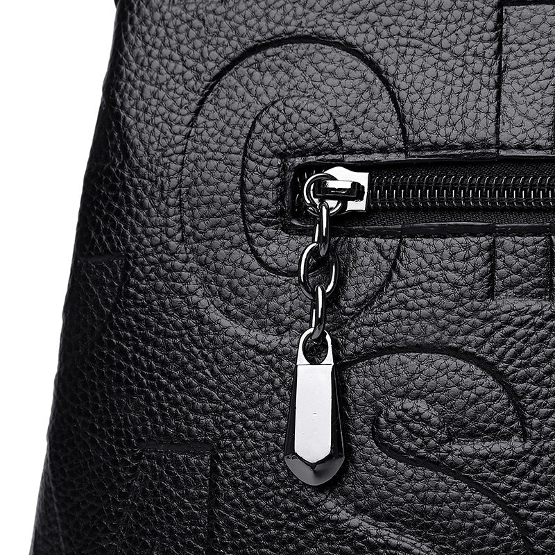 Chic Solid Color Letter-Embossed Handbag – Versatile, Foldable, Secure Zip & Removable Strap, Polyester-Lined for Daily Elegance (8.4x8.6x3.5) Inch