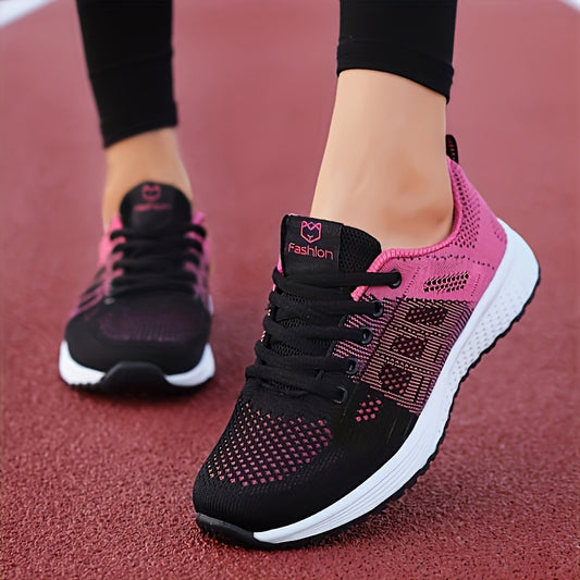 Women' Lightweight Platform Sneakers Suitable for Running, Dressy Casual & Office - Low-Top Striped Lace-Up Shoes with Cushioned Sole, Breathable Fabric Upper, Spring for Workouts, Daily Wear & Athletics (Ideal for Beginners