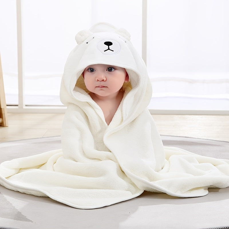 A Super Absorbent Microfiber Baby Bath Towel, Suitable for Infants Aged 0-2 Years, Featuring a Hood, Soft And Comfortable, with a Cartoon Design, Machine Washable, Perfect for Baby Bathing