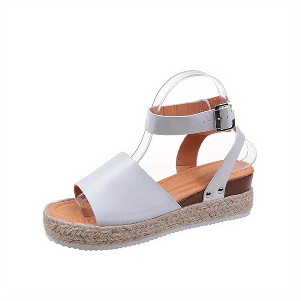 Chic Womens Open Toe Platform Espadrilles - Ankle Strap, Lightweight, Non-Slip Sole - Versatile Summer Sandals