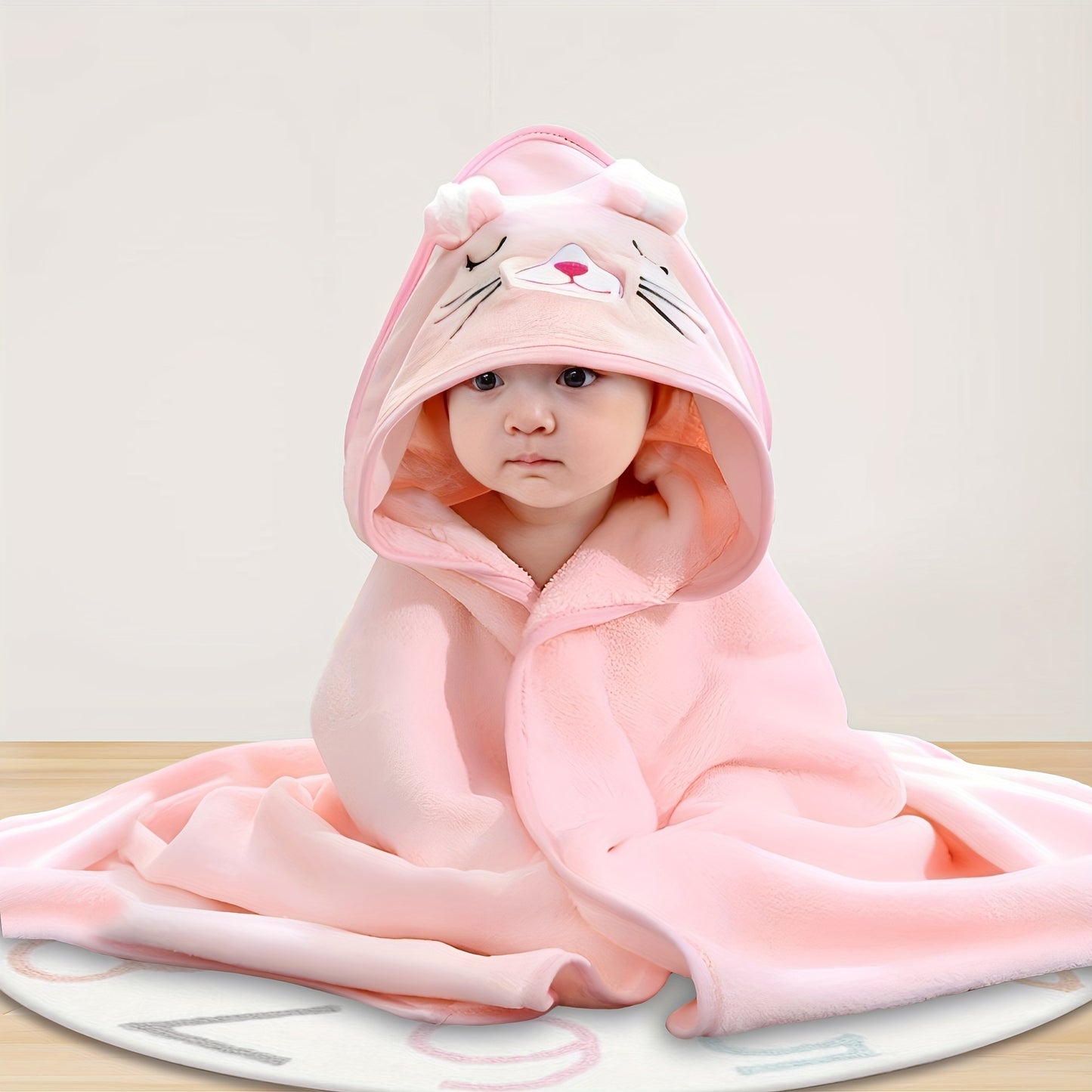 1pc Soft Cartoon Animal Baby Bath Towel, Bathrobe, For Newborn Baby, Skin Friendly Blanket, Christmas Halloween Gift