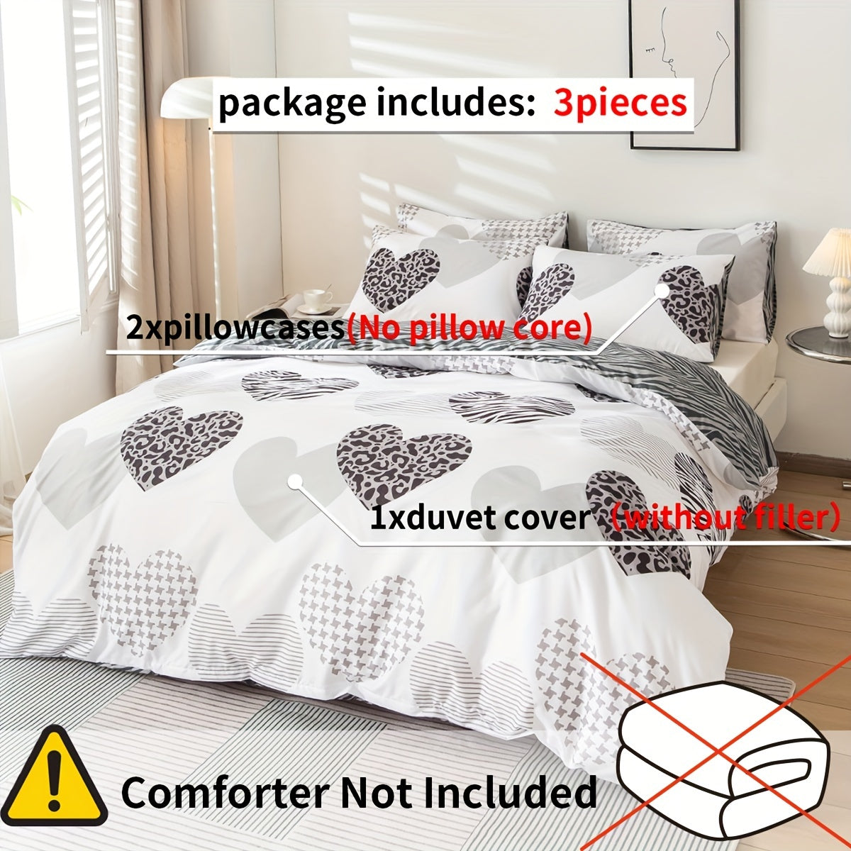3pcs Multicolor Printed Duvet Cover Set | Polyester, Zipper Closure, Machine Washable, All-season Use