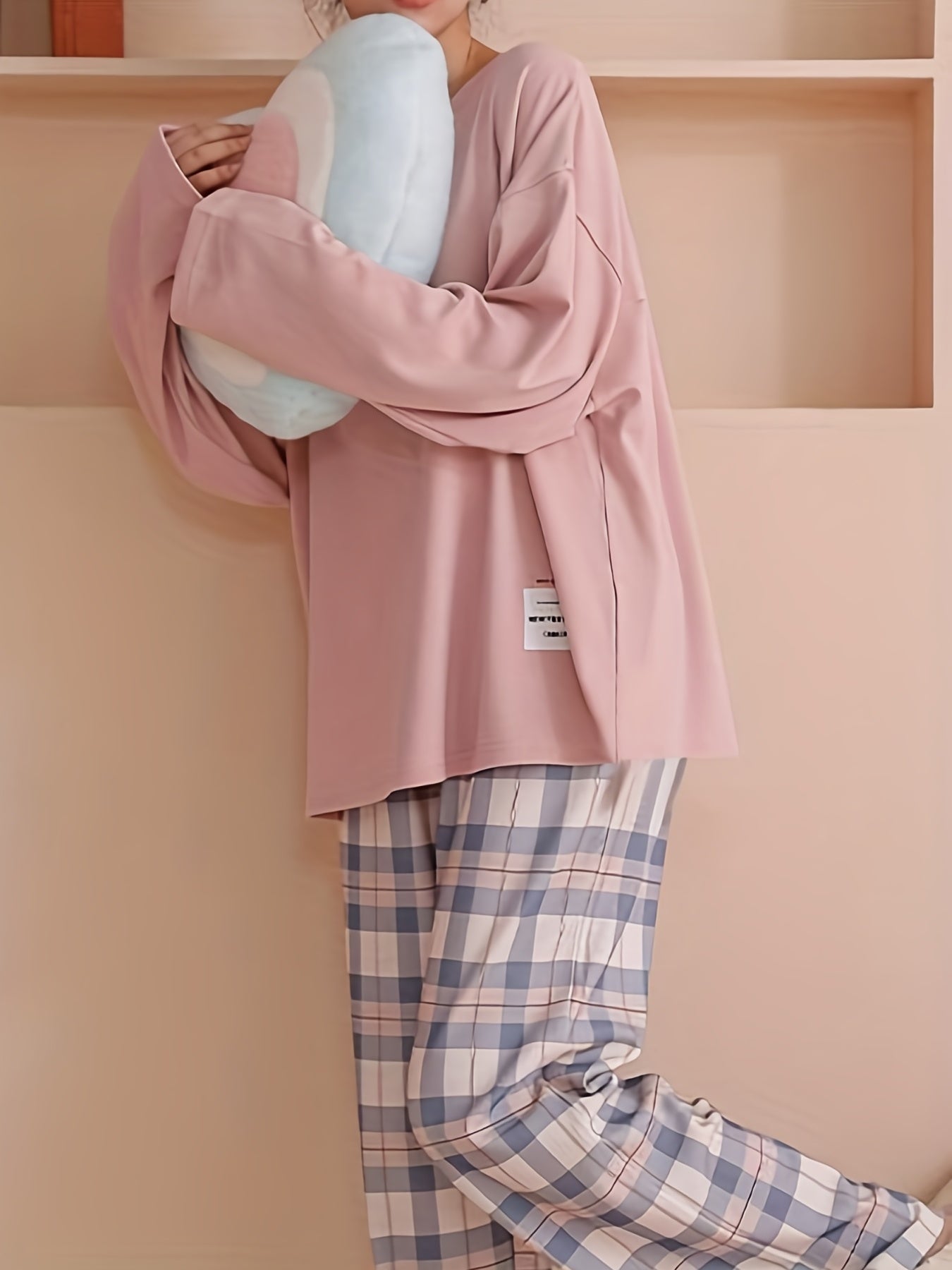 Comfortable Plaid Long Sleeve Pajama Set, Spring and Autumn Casual Home Wear Set, Casual Long Sleeve Pajama Set